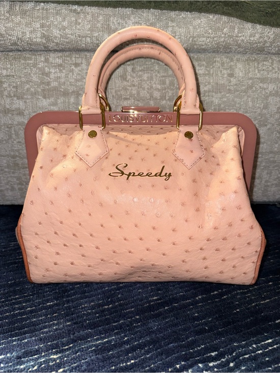 Louis Vuitton Handbags - Louis Vuitton Pink Speedy Ostrich-Textured Top Handle Bag. Incredibly rare.